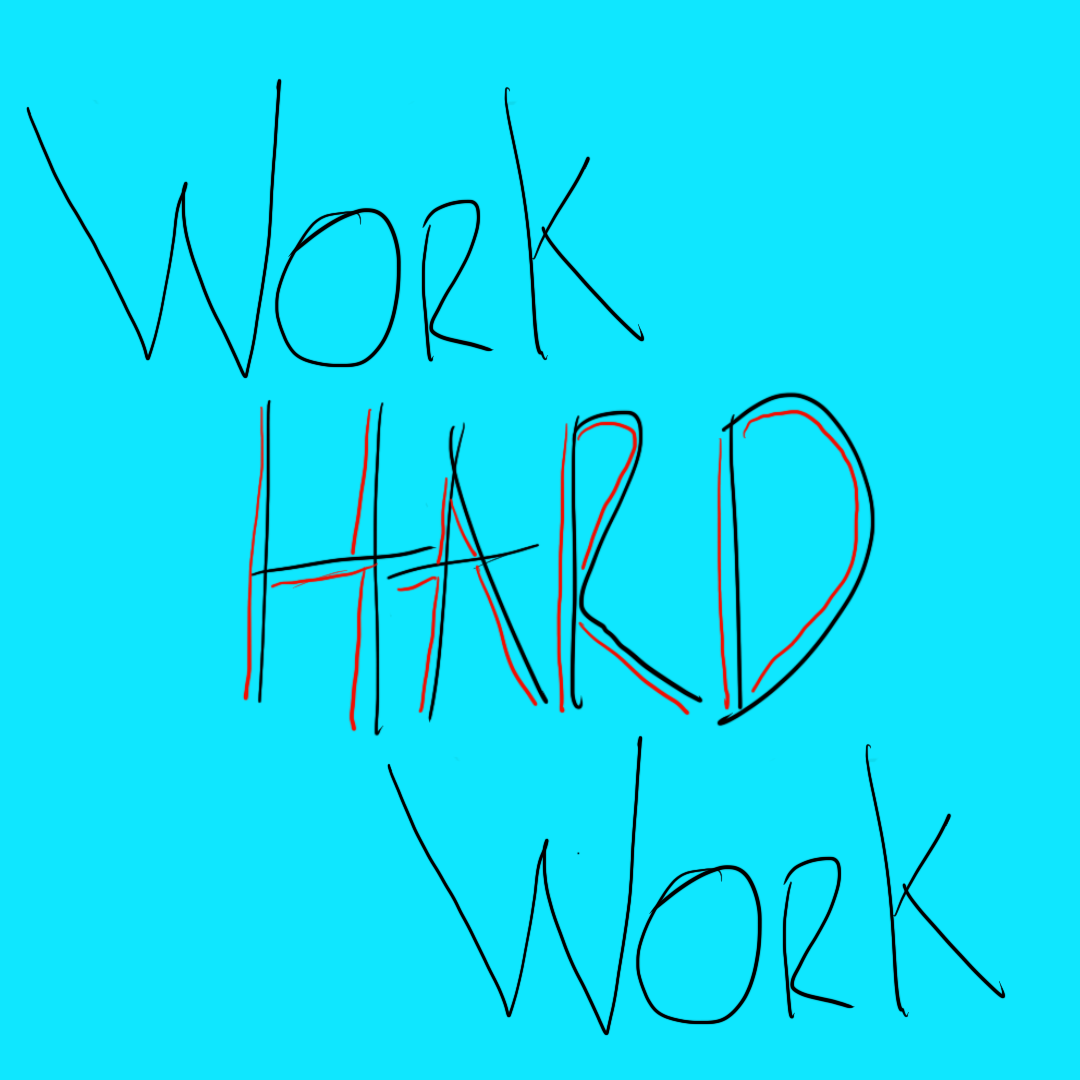 Text that reads both ways 'work hard' 'hard work'